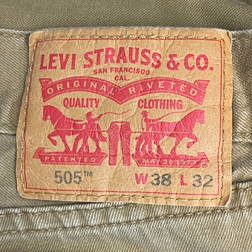 Levis 505 Regular Straight 38x32 (Actual 31) 100% Cotton Denim Jeans Tan‎ *Read